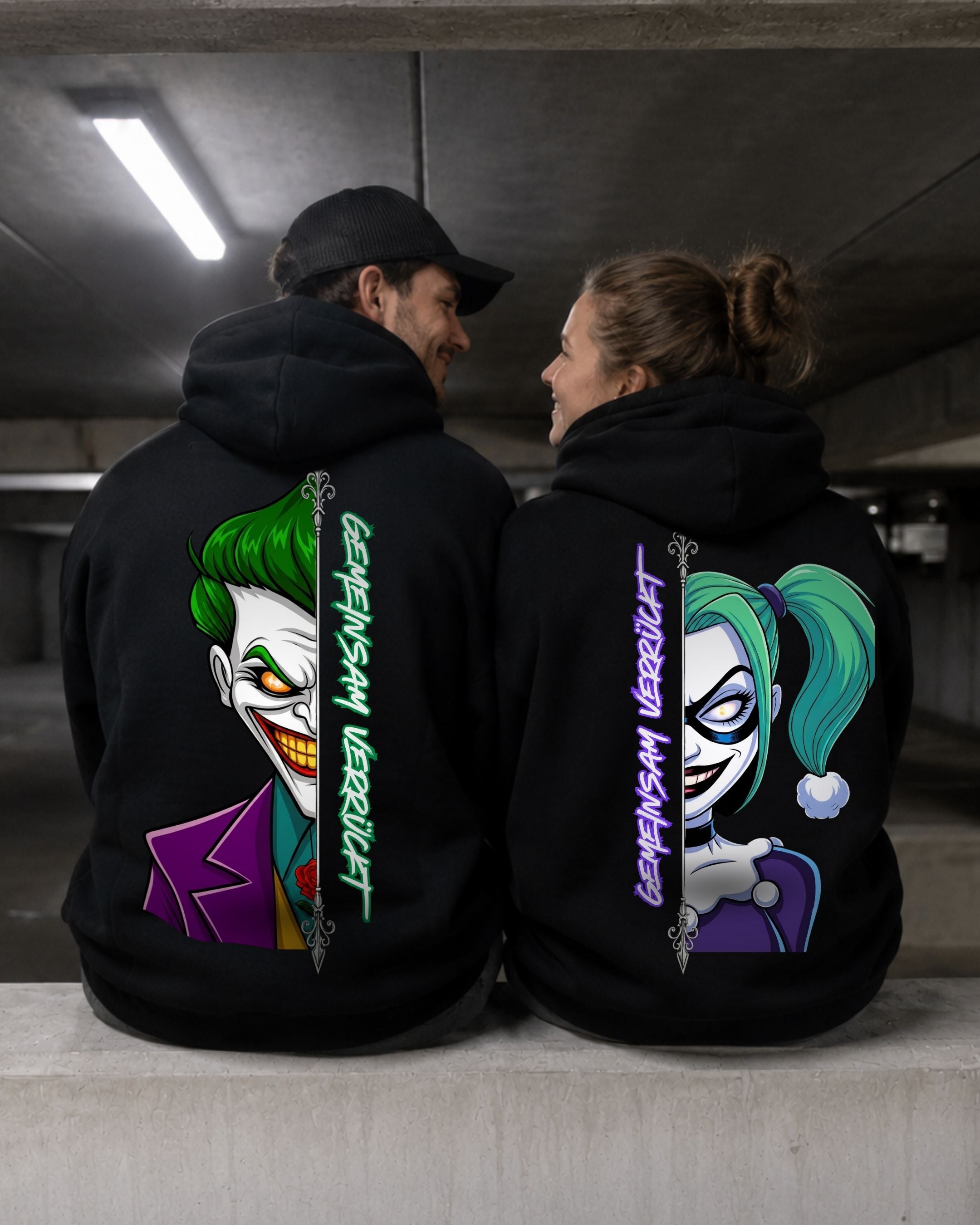 Gemeinsam Verrückt Cartoon - Kuschel Hoodie Bündel