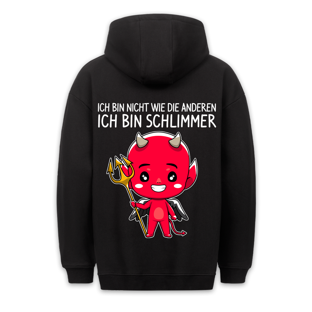 Schlimmer Teufelchen - Premium Hoodie Unisex Rückendruck