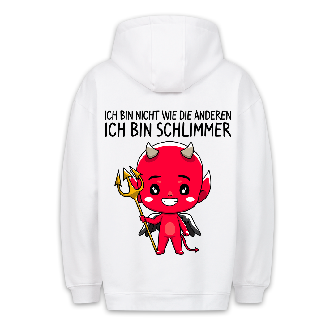 Schlimmer Teufelchen - Premium Hoodie Unisex Rückendruck