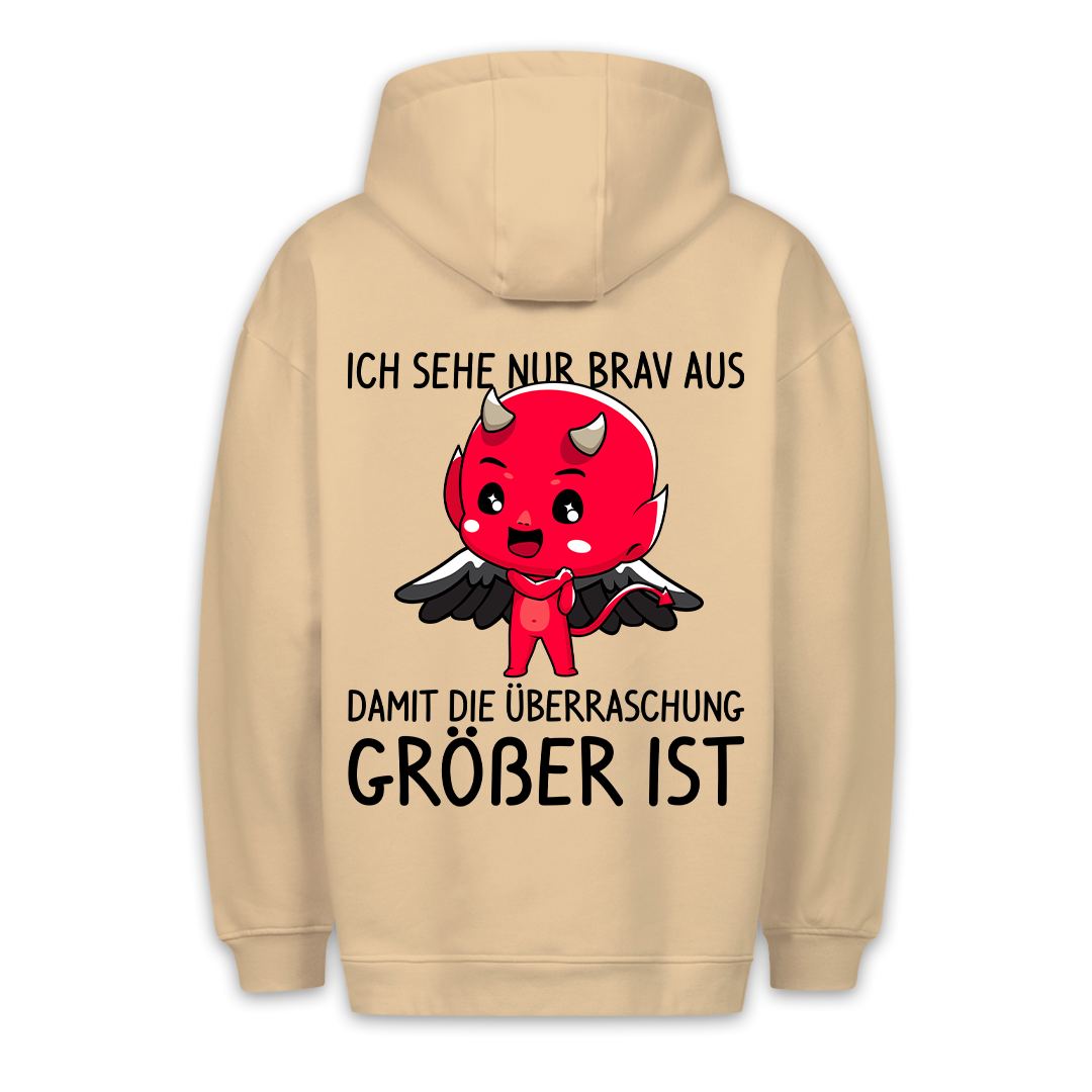 Überraschung Teufelchen - Premium Hoodie Unisex Rückendruck