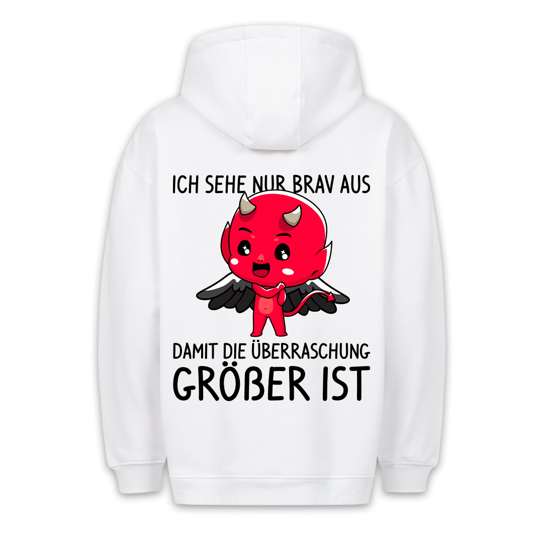 Überraschung Teufelchen - Premium Hoodie Unisex Rückendruck