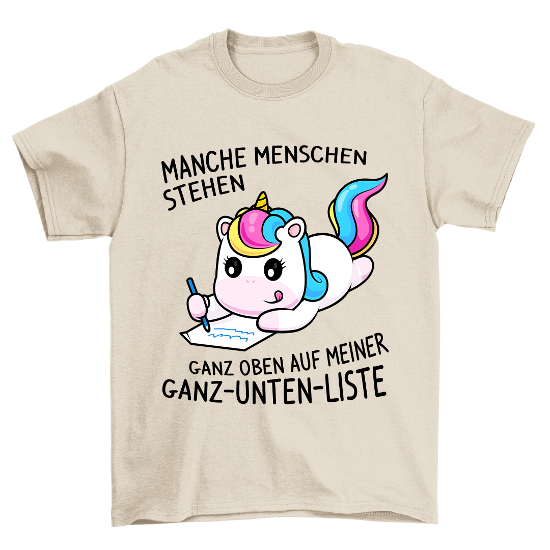 Ganz-Unten-Liste Einhorn - Shirt Unisex