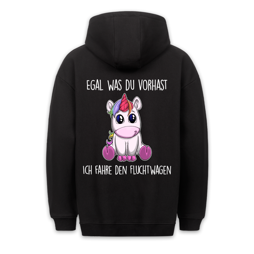 Fluchtwagen Einhorn - Hoodie Unisex Rückendruck