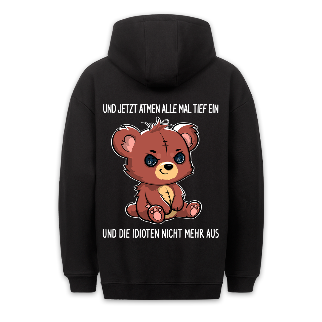 Einatmen Teddy - Premium Hoodie Unisex Rückendruck