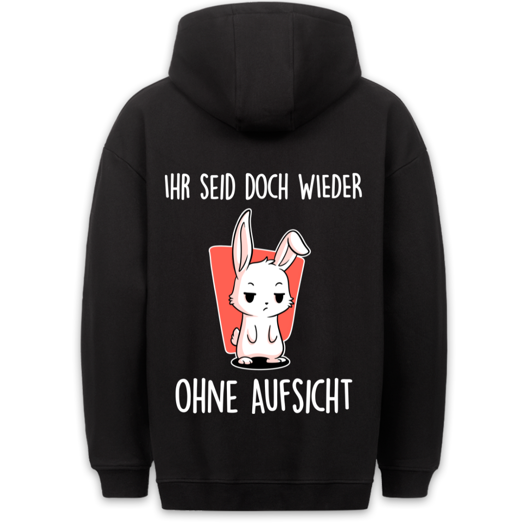 Ohne Aufsicht Hase - Hoodie Unisex Rückendruck