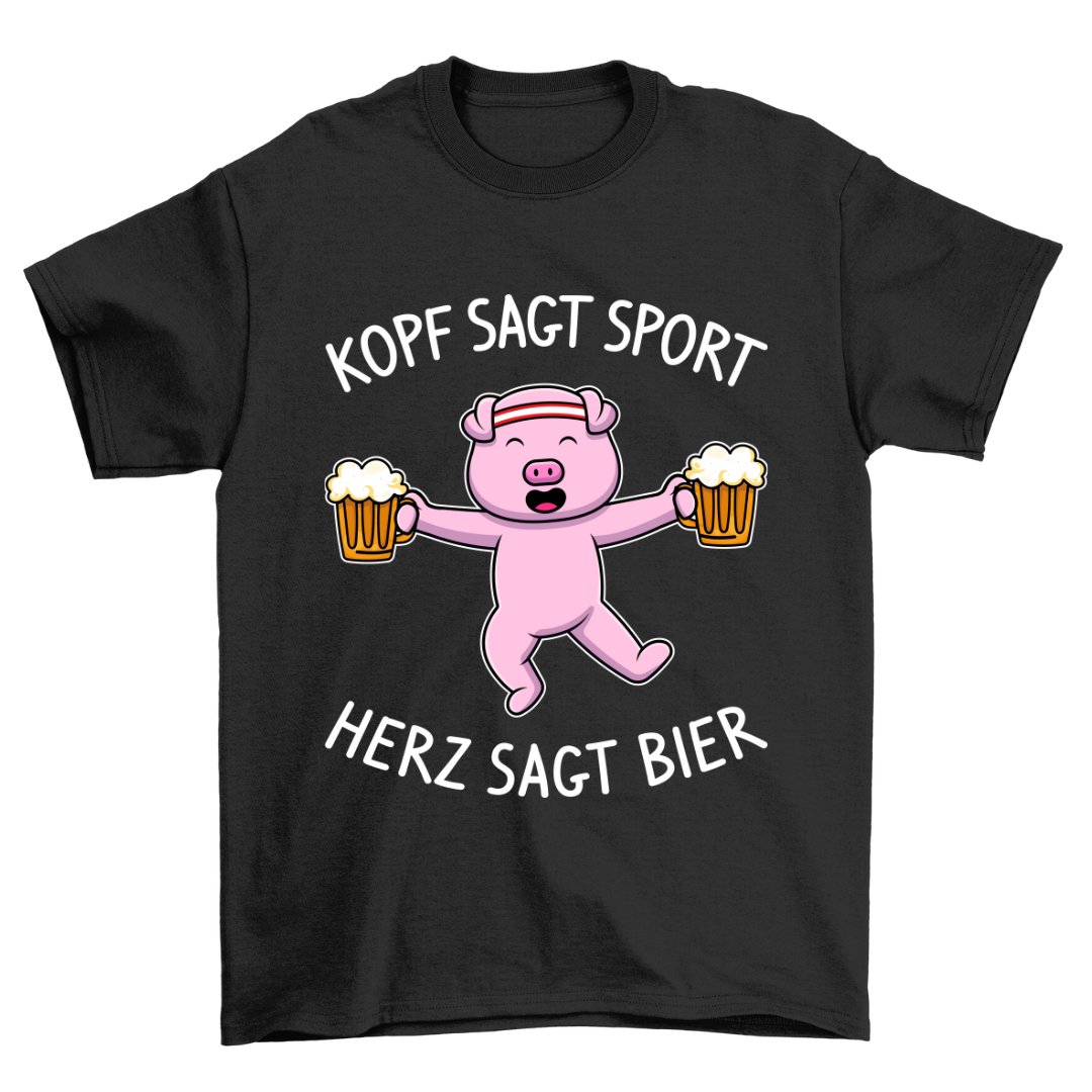 Herz Sagt Bier Schweinchen - Shirt Unisex