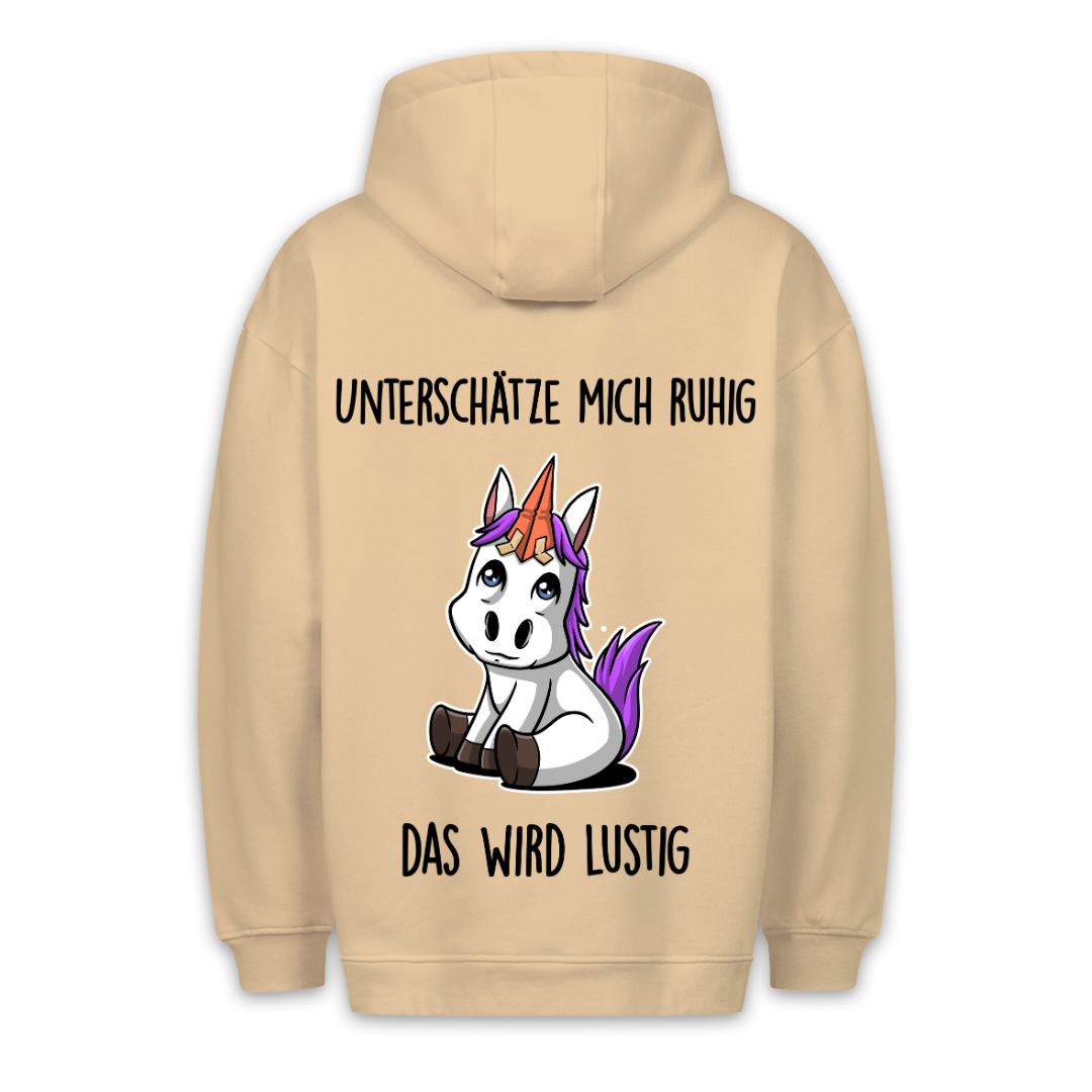 Unterschätze Mich Ponyhorn - Hoodie Unisex Rückendruck
