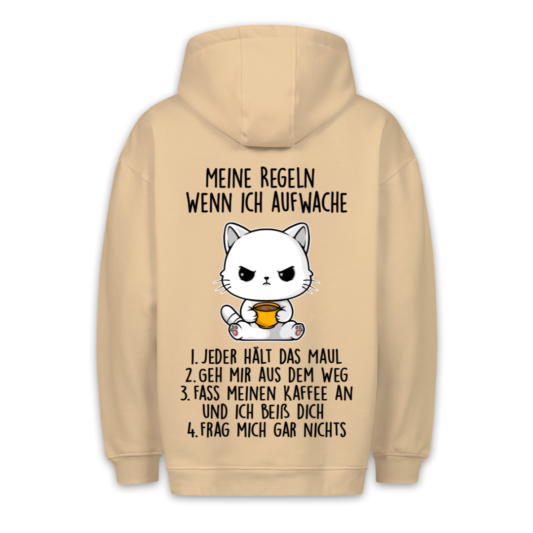 Aufwachregeln Kätzchen - Hoodie Unisex Rückendruck