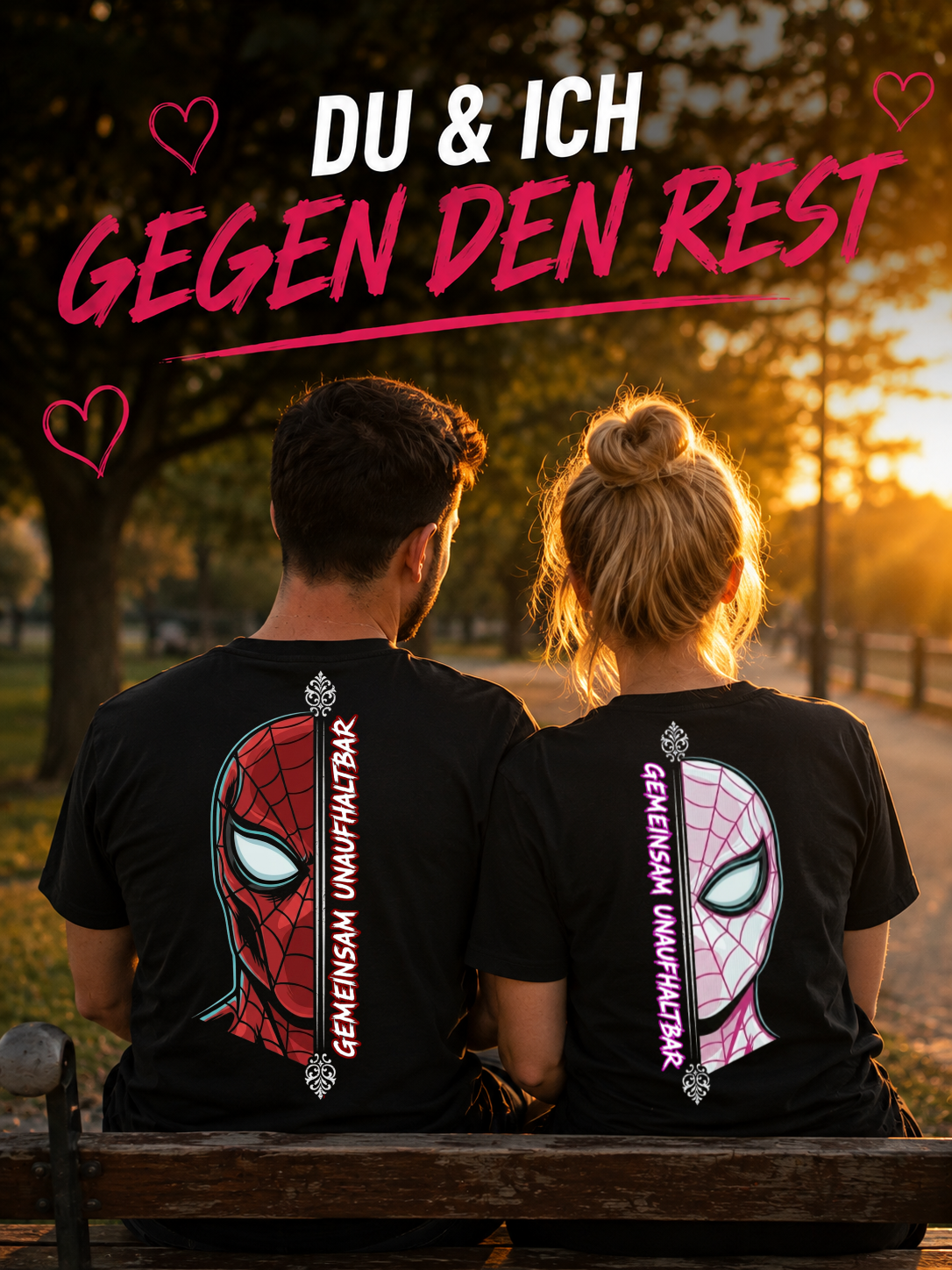 gemeinsam unaufhaltbar rosa rot - Shirt Couple Bündel
