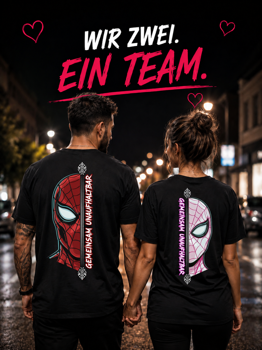 gemeinsam unaufhaltbar rosa rot - Shirt Couple Bündel