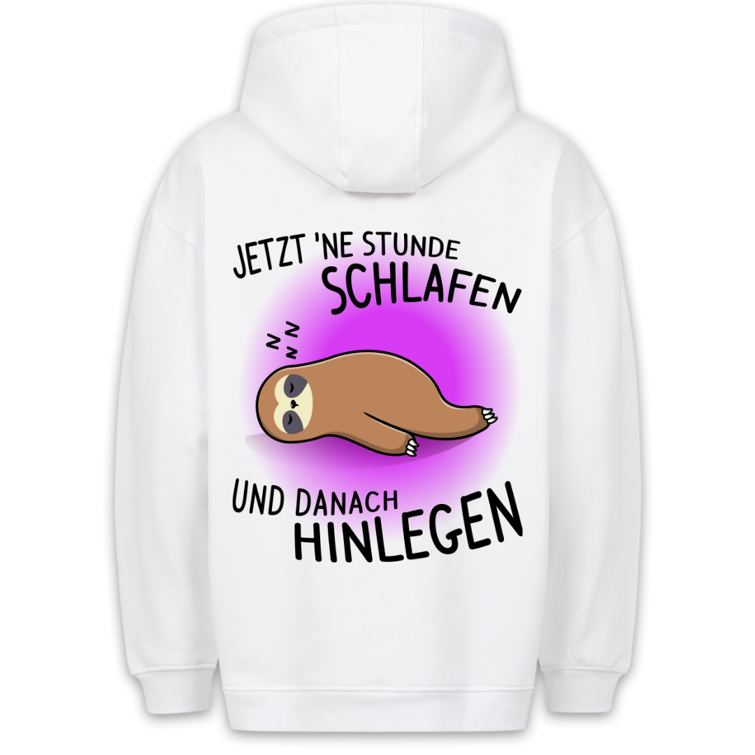 Schlafen Und Hinlegen Faultier - Hoodie Unisex Rückendruck