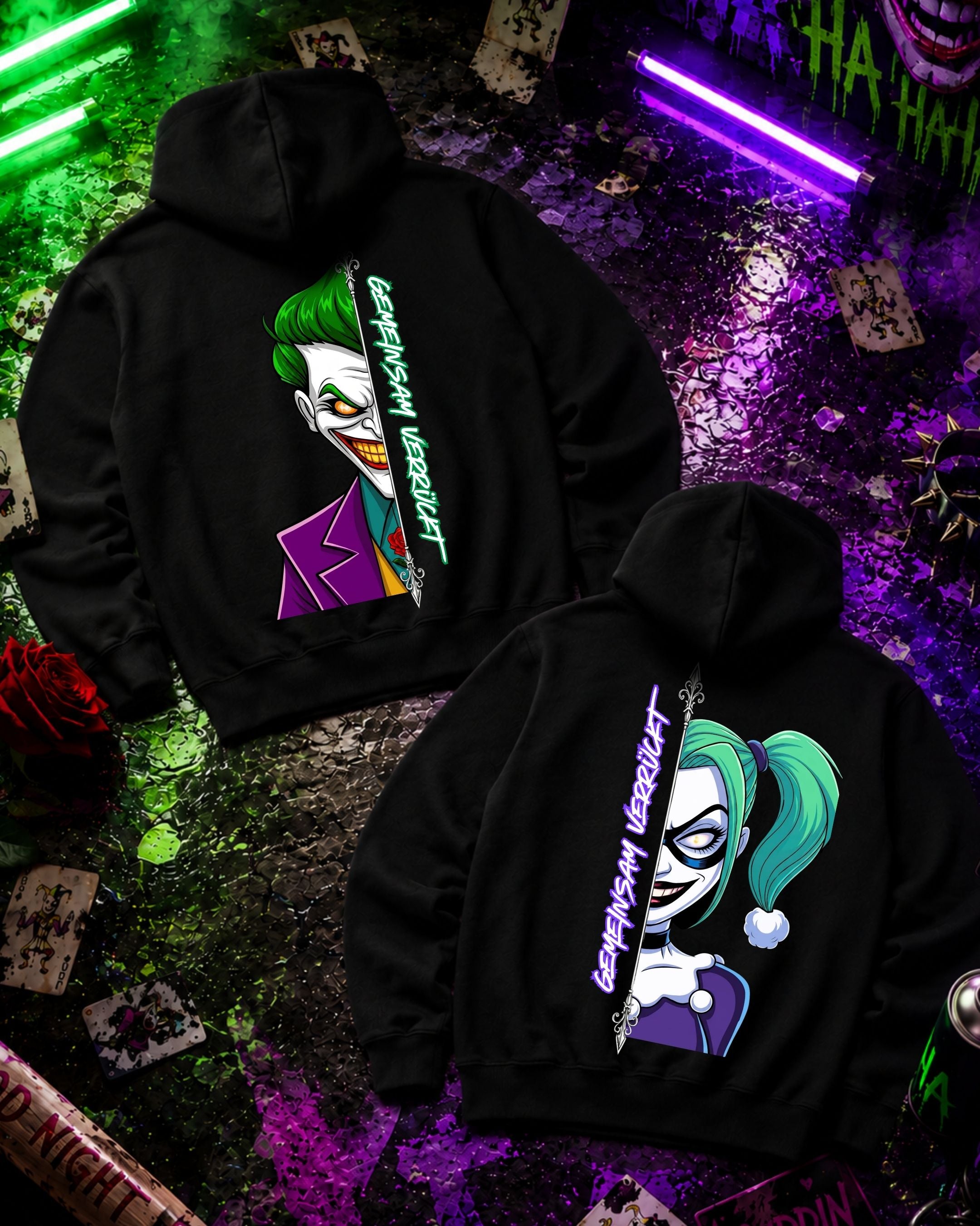 Gemeinsam Verrückt Cartoon - Kuschel Hoodie Bündel