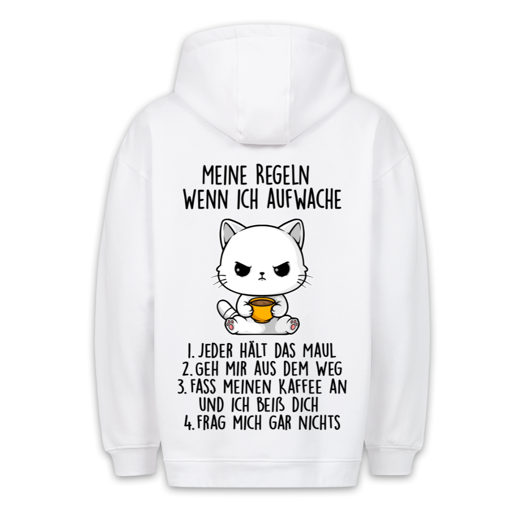 Aufwachregeln Kätzchen - Hoodie Unisex Rückendruck