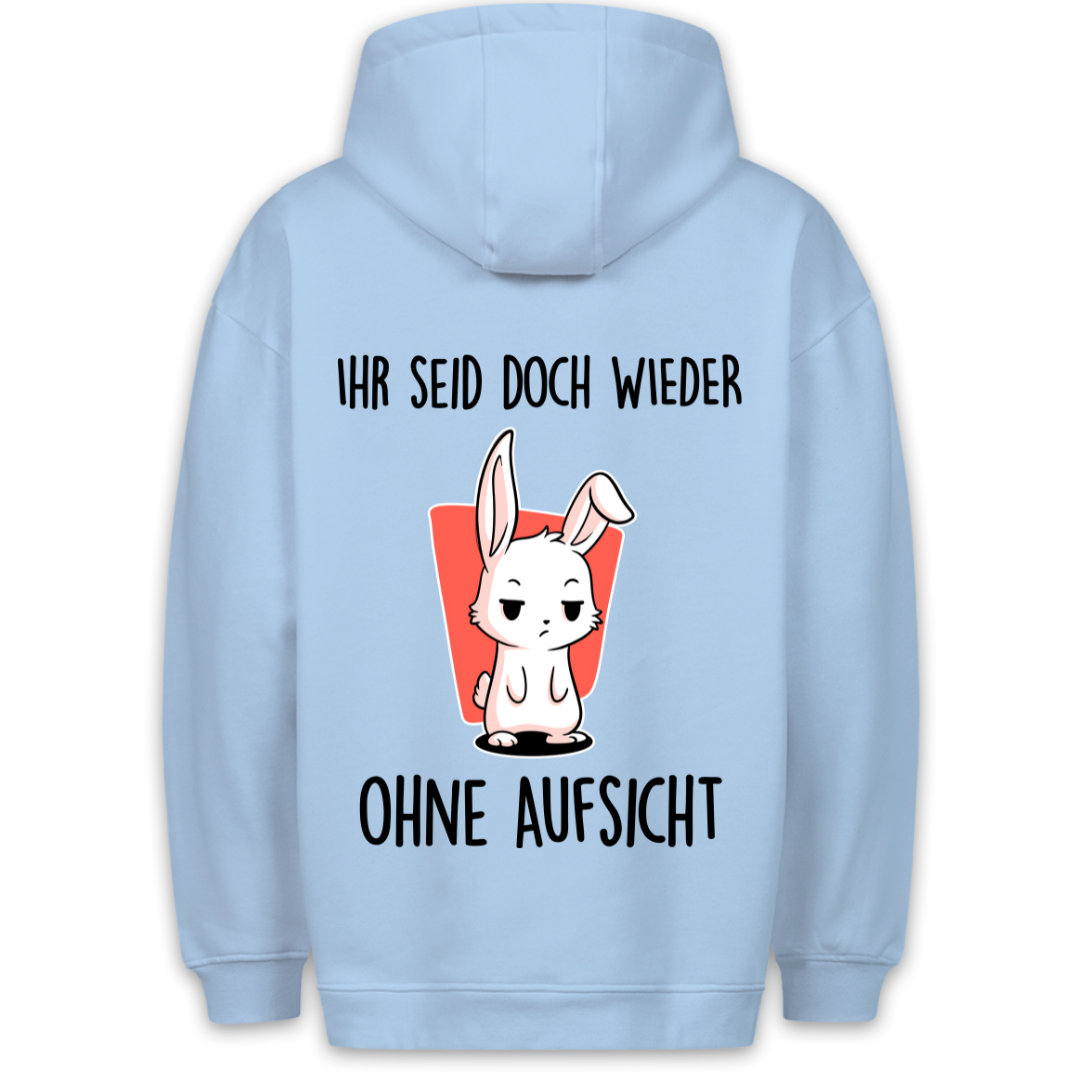 Ohne Aufsicht Hase - Hoodie Unisex Rückendruck