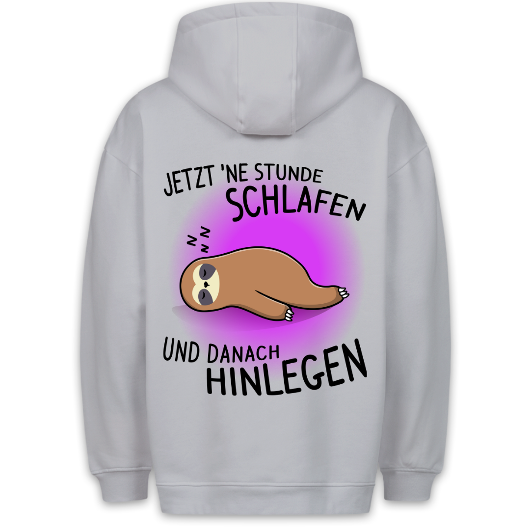 Schlafen Und Hinlegen Faultier - Hoodie Unisex Rückendruck