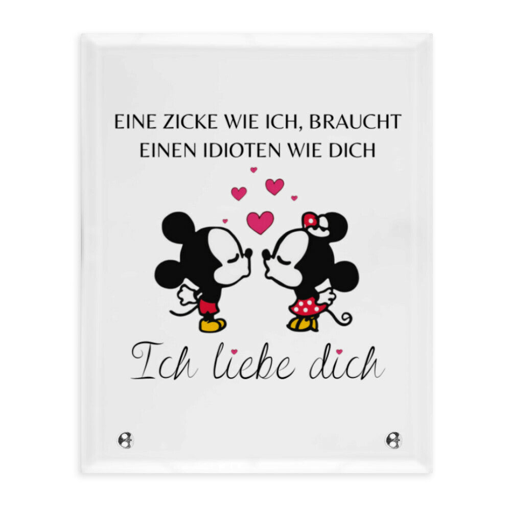 Eine Zicke wie ich Maus - Glasaufsteller Quadrat