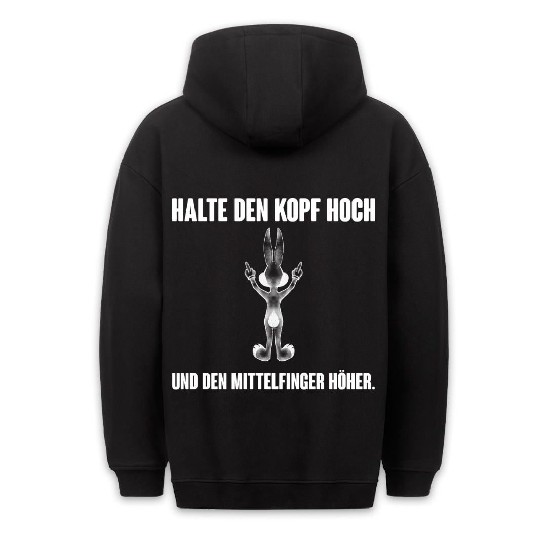 Mittelfinger Höher Hase - Hoodie Unisex Rückendruck