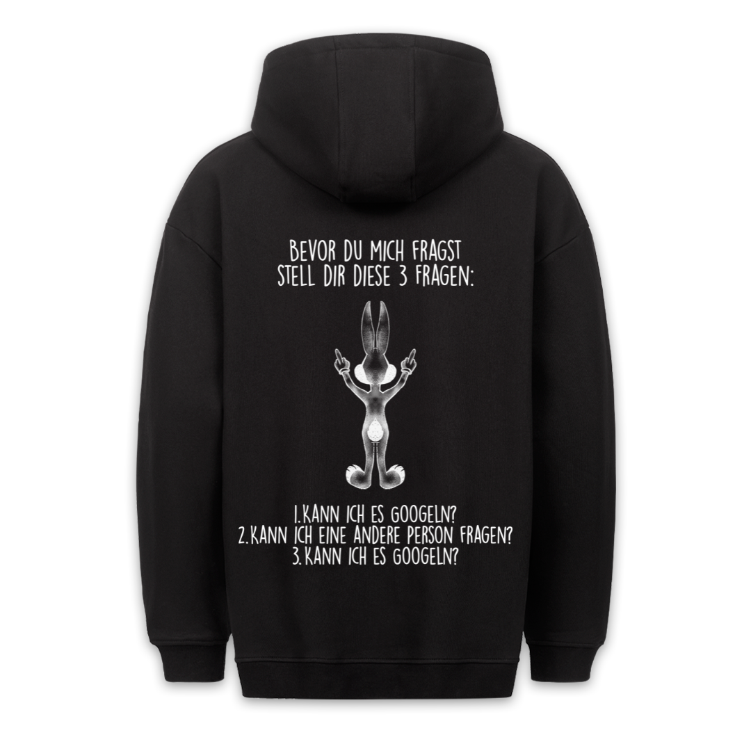 3 Fragen Hase - Hoodie Unisex Rückendruck