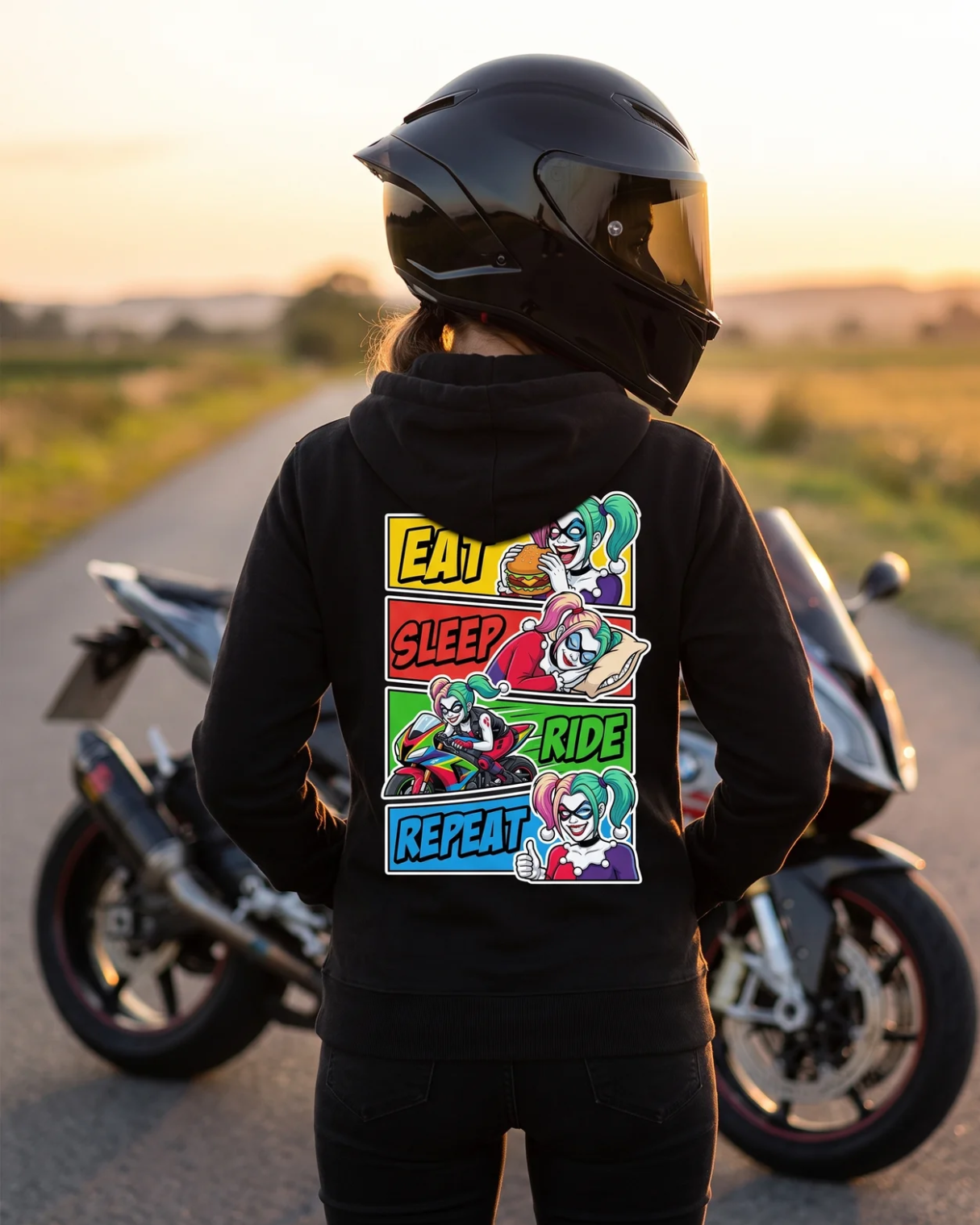Eat Sleep Ride Repeat Clown Girl - Premium Hoodie Unisex