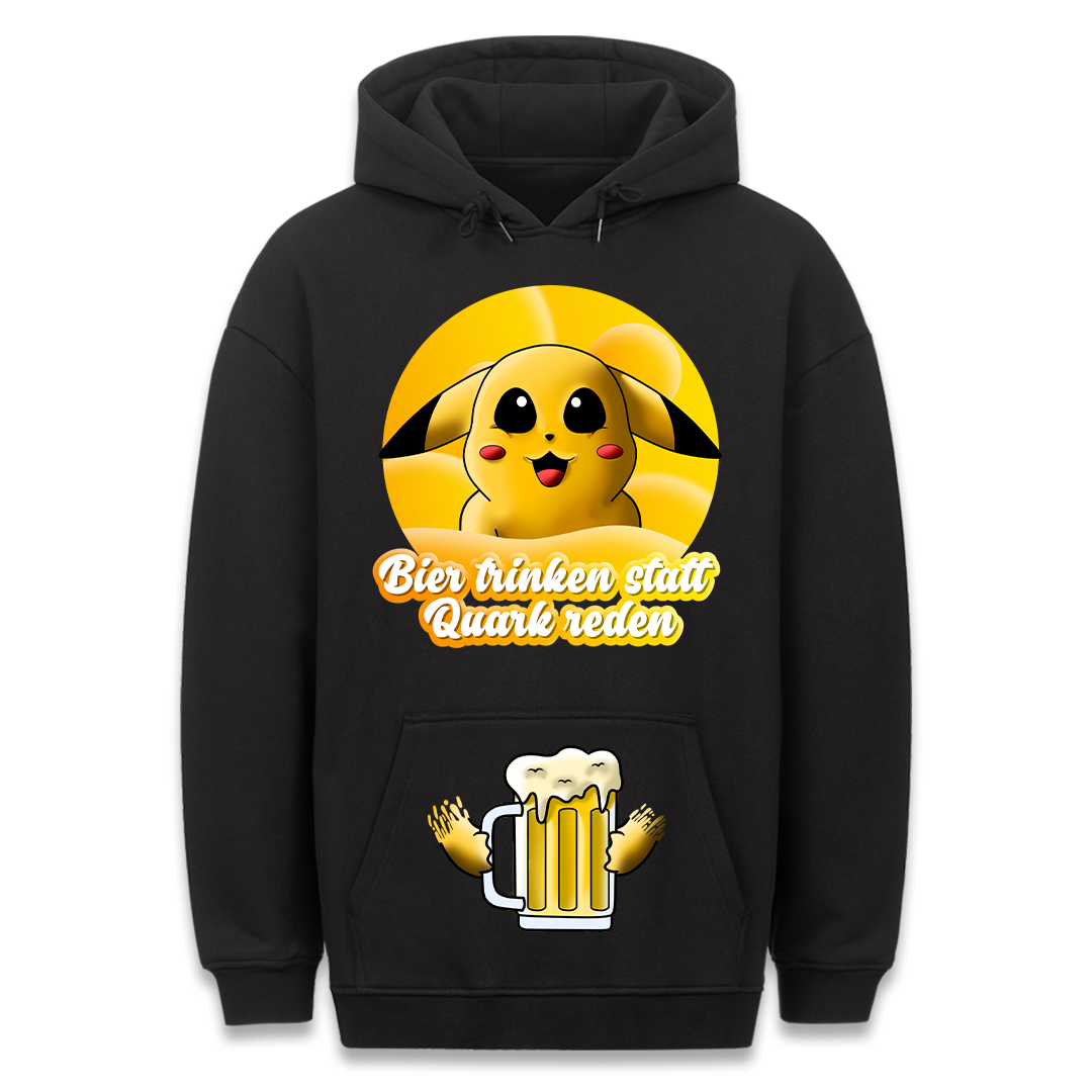 Bier statt Quark - Hoodie Bauchtaschendruck