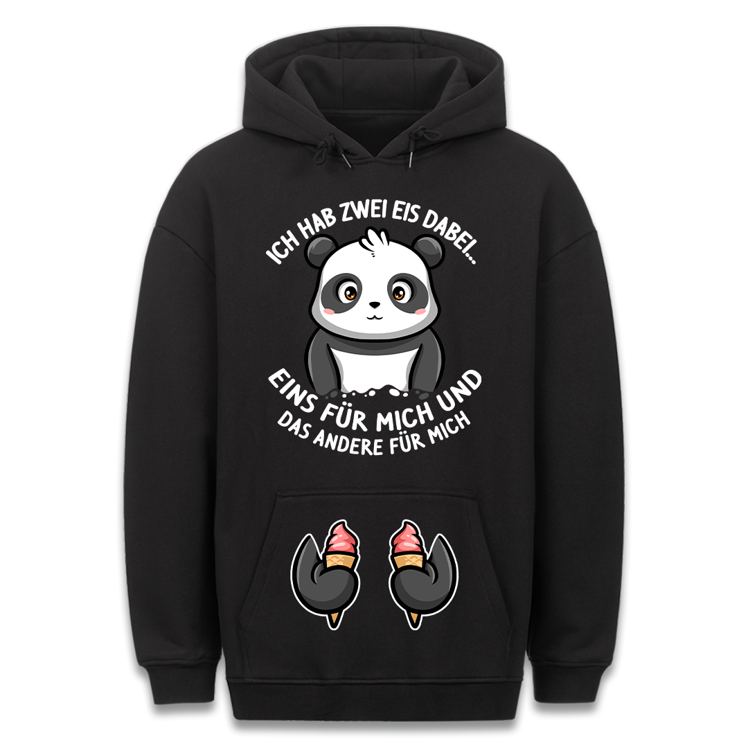Panda mit Eis - Hoodie Bauchtaschendruck