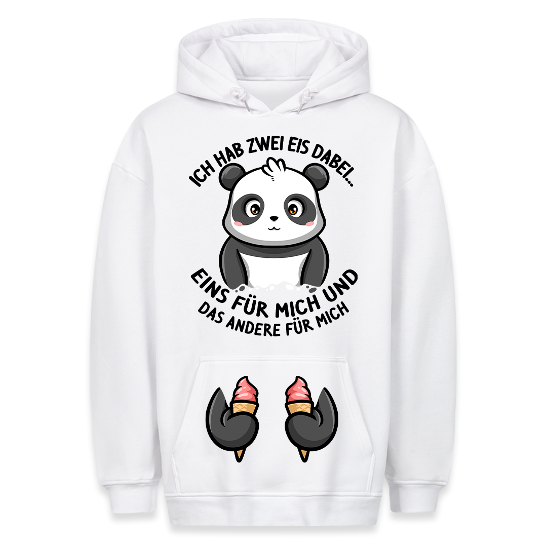 Panda mit Eis - Hoodie Bauchtaschendruck