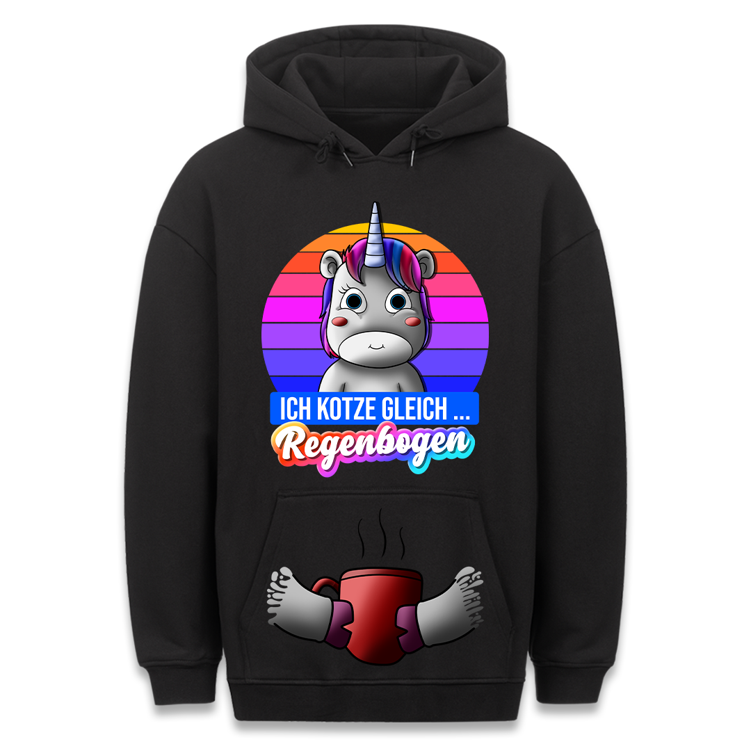 Regenbogen Einhorn - Hoodie Bauchtaschendruck