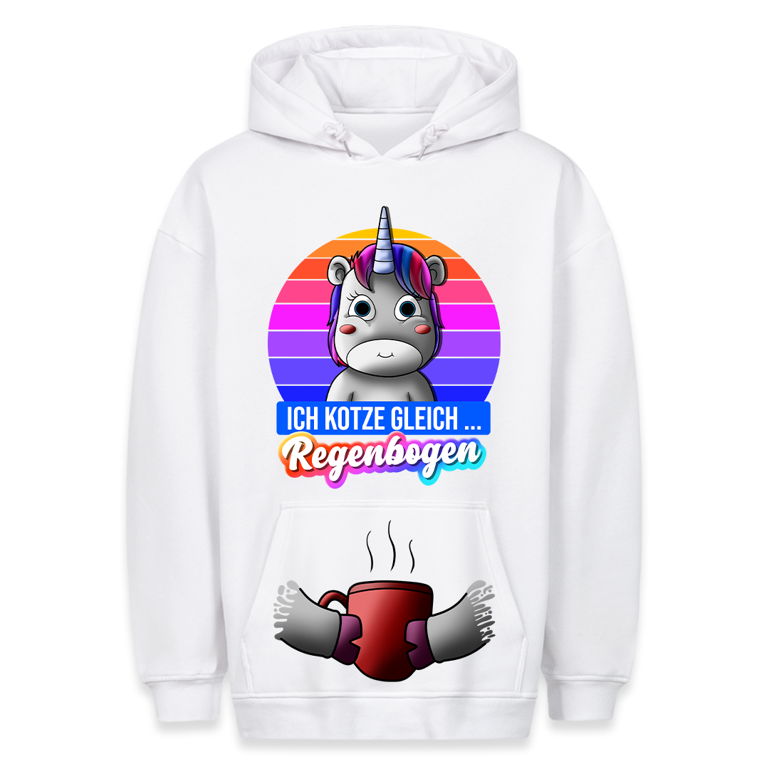 Regenbogen Einhorn - Hoodie Bauchtaschendruck