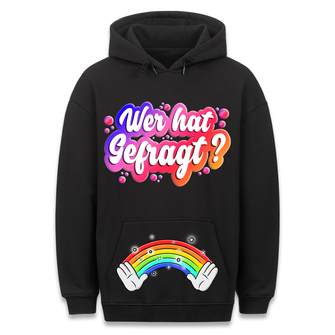 Wer hat gefragt? - Hoodie Bauchtaschendruck