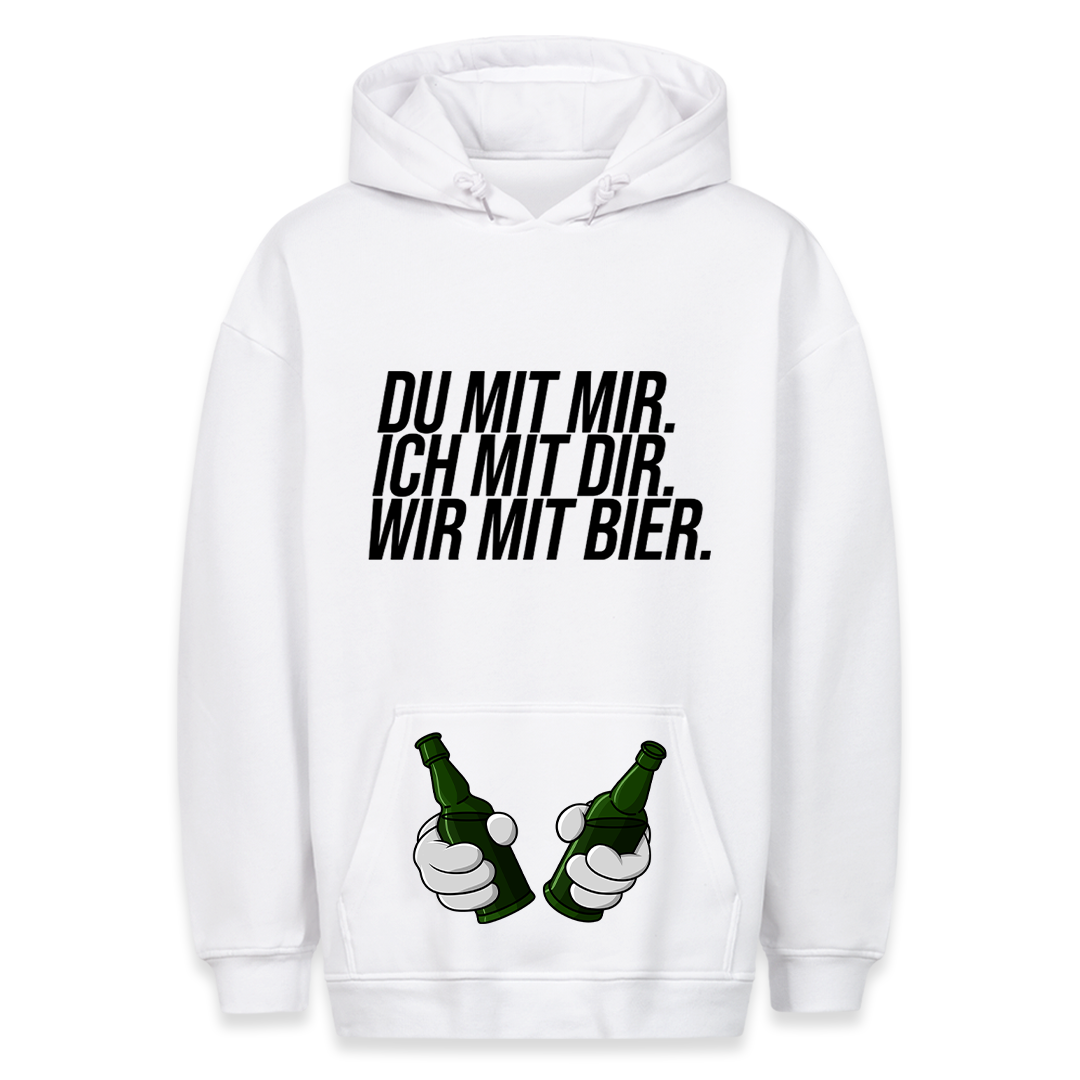 Wir mit Bier - Hoodie Bauchtaschendruck