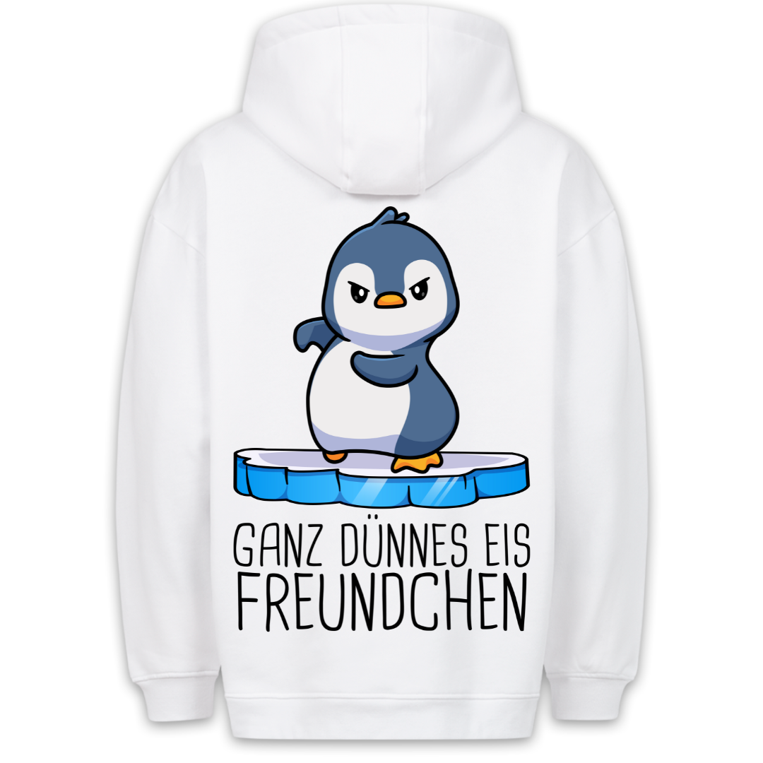 Dünnes Eis Pinguin - Hoodie Unisex Rückendruck