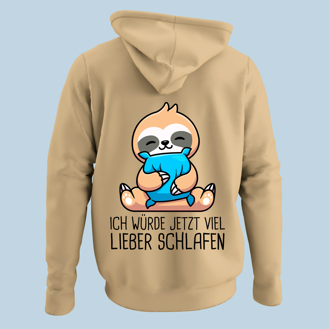 Schlafen Faultier - Hoodie Unisex Rückendruck