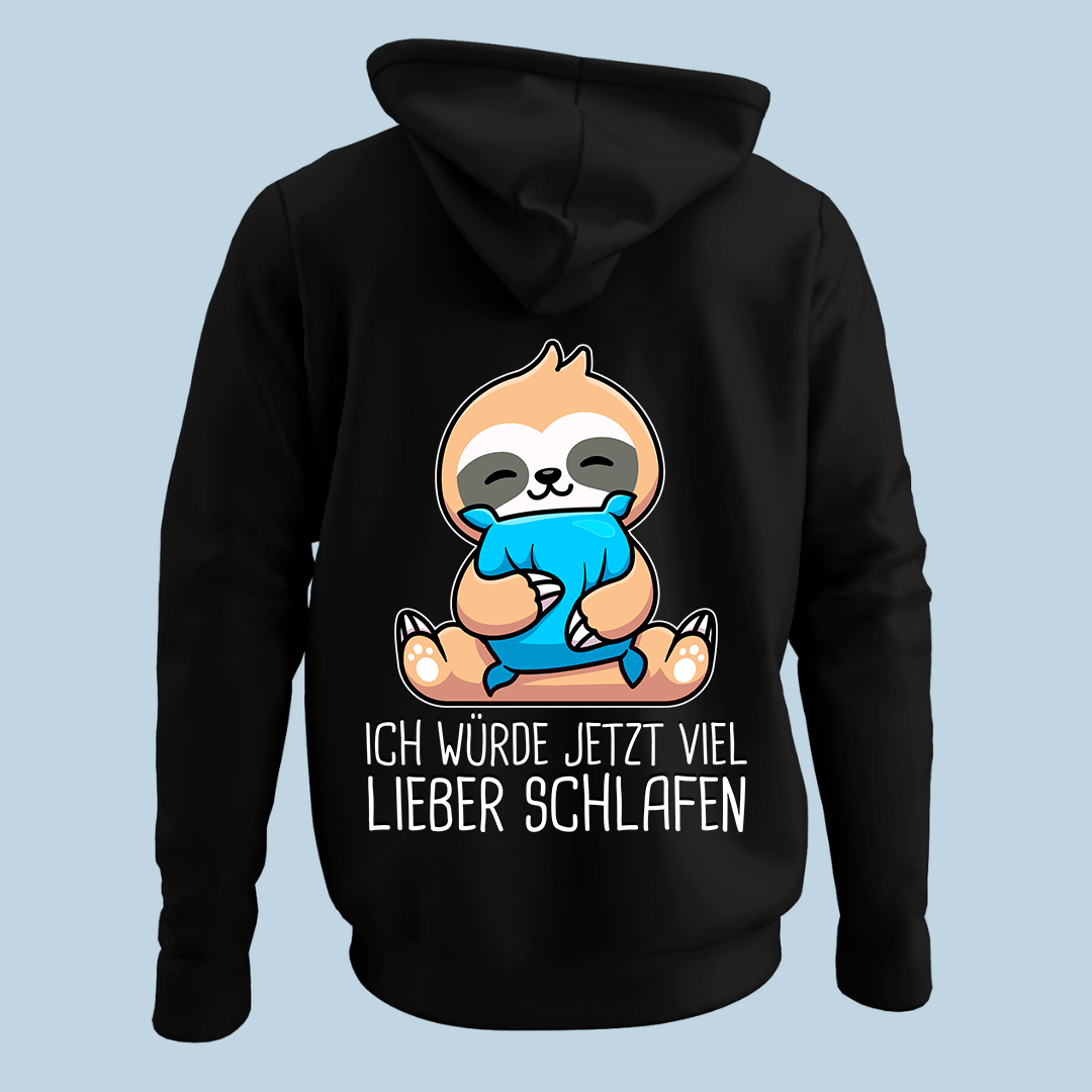 Schlafen Faultier - Hoodie Unisex Rückendruck