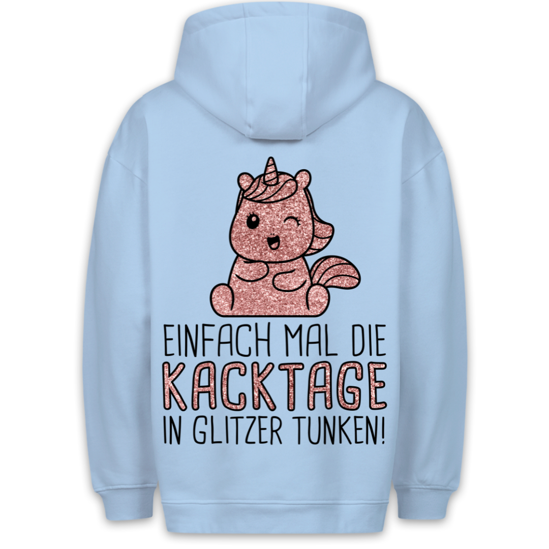Kacktage Glitzer Einhorn - Hoodie Unisex Rückendruck