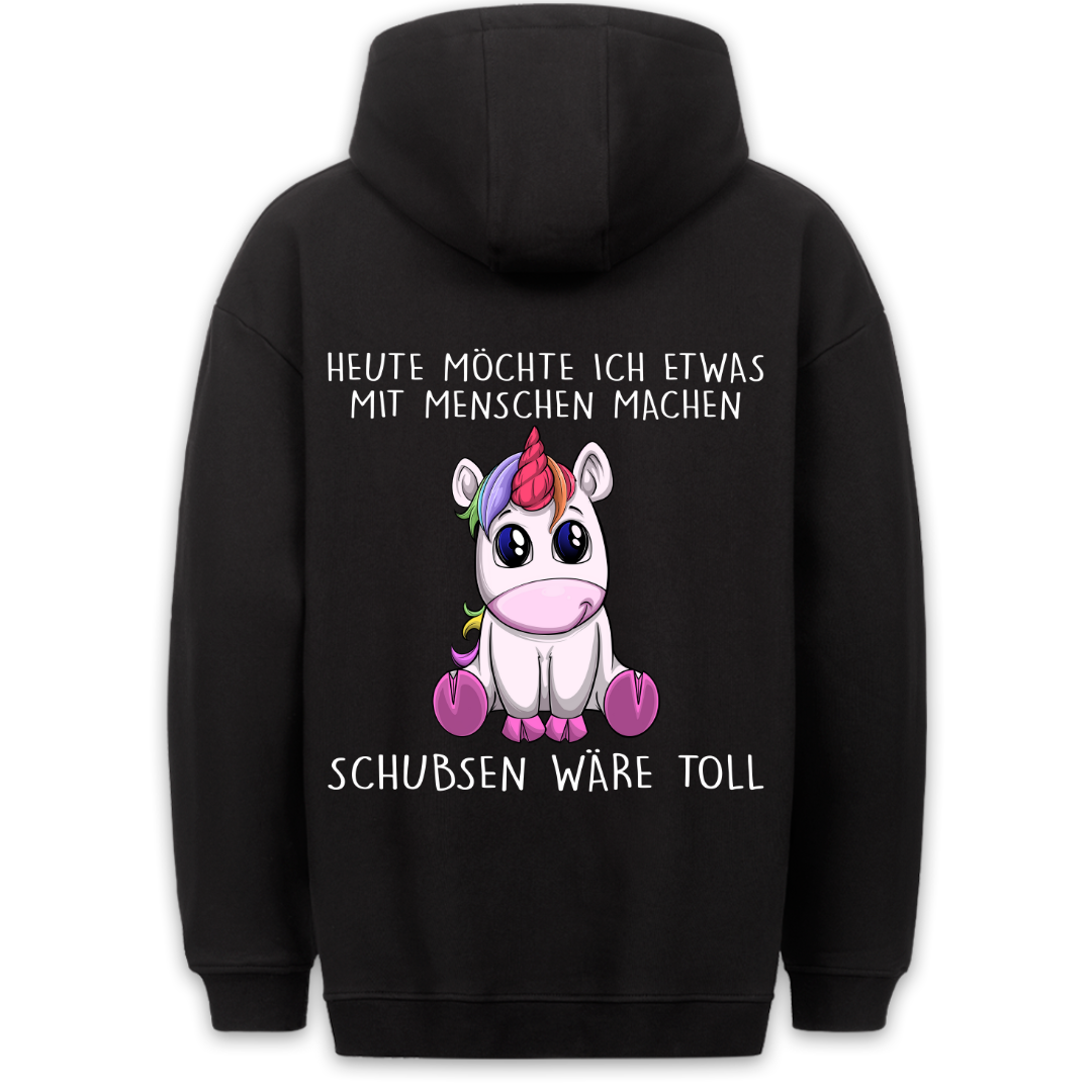 Schubsen Einhorn - Hoodie Unisex Rückendruck