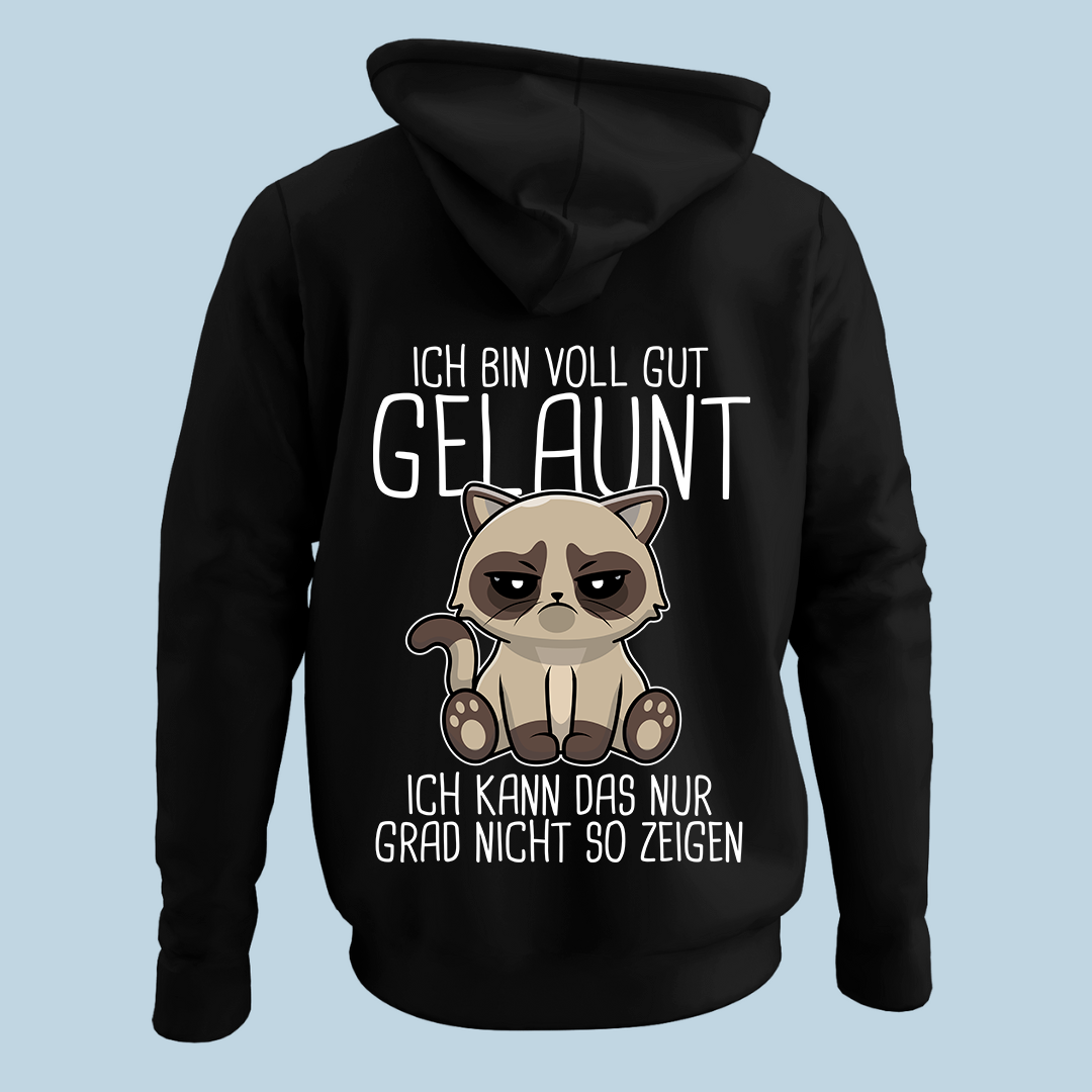 Gut Gelaunt Katze - Hoodie Unisex Rückendruck