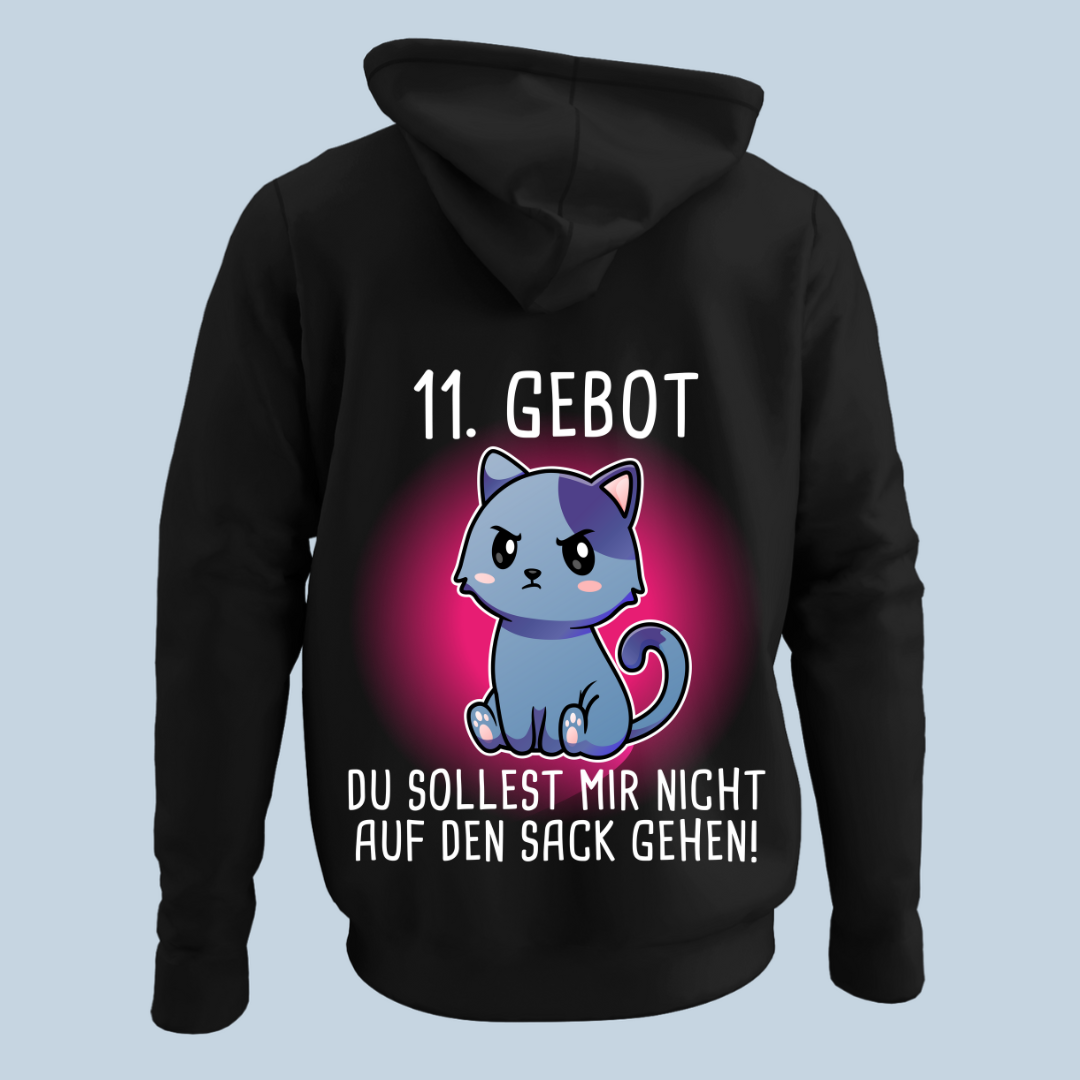 11. Gebot Katze - Hoodie Unisex Rückendruck