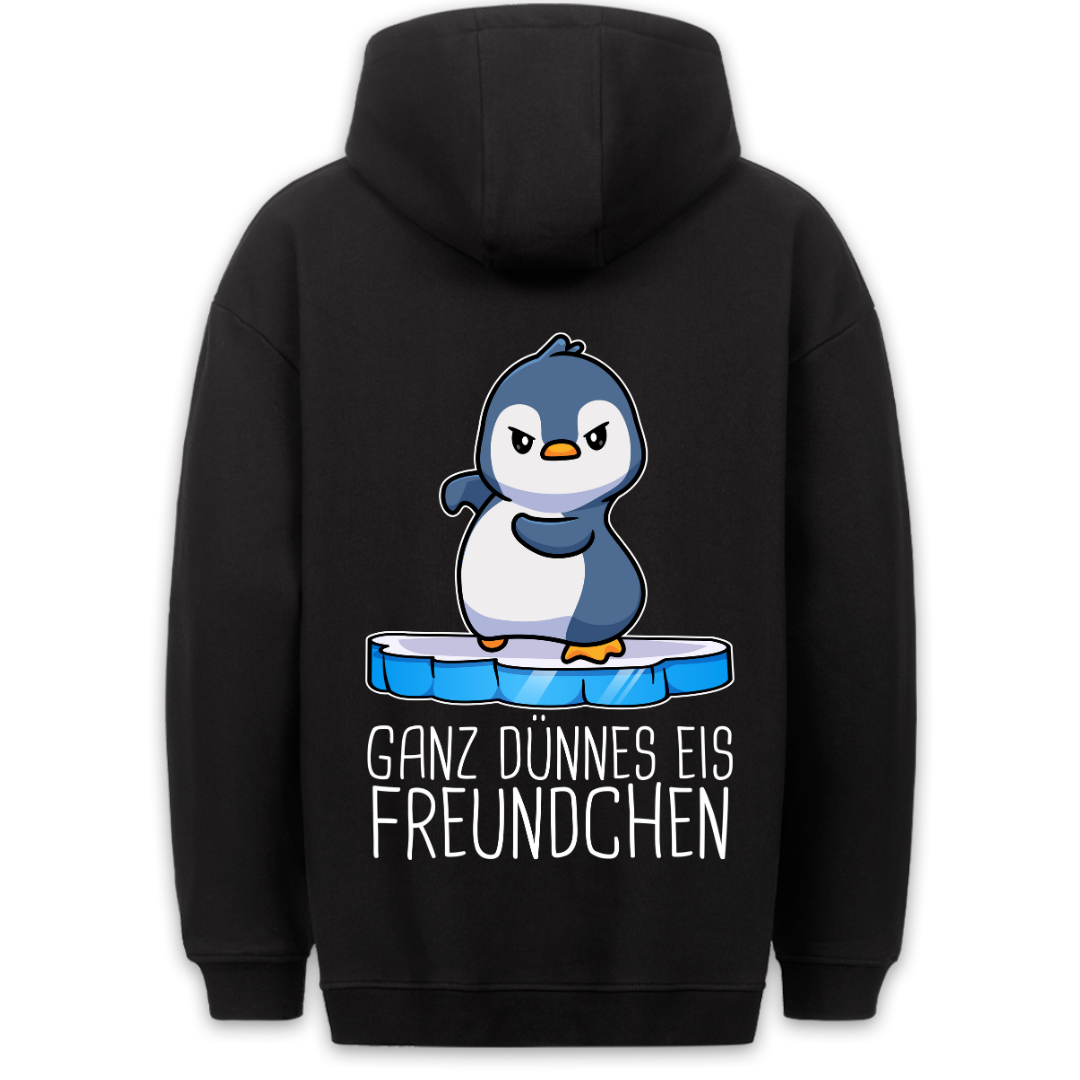 Dünnes Eis Pinguin - Hoodie Unisex Rückendruck