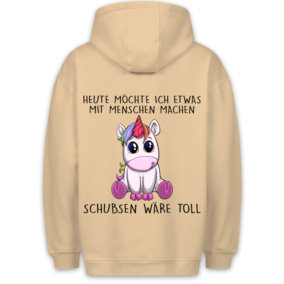Schubsen Einhorn - Hoodie Unisex Rückendruck
