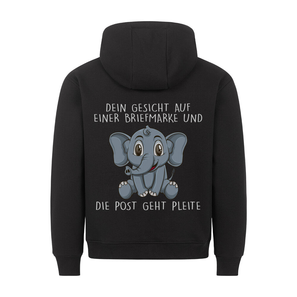 Briefmarke Elefant - Hoodie Unisex Rückendruck