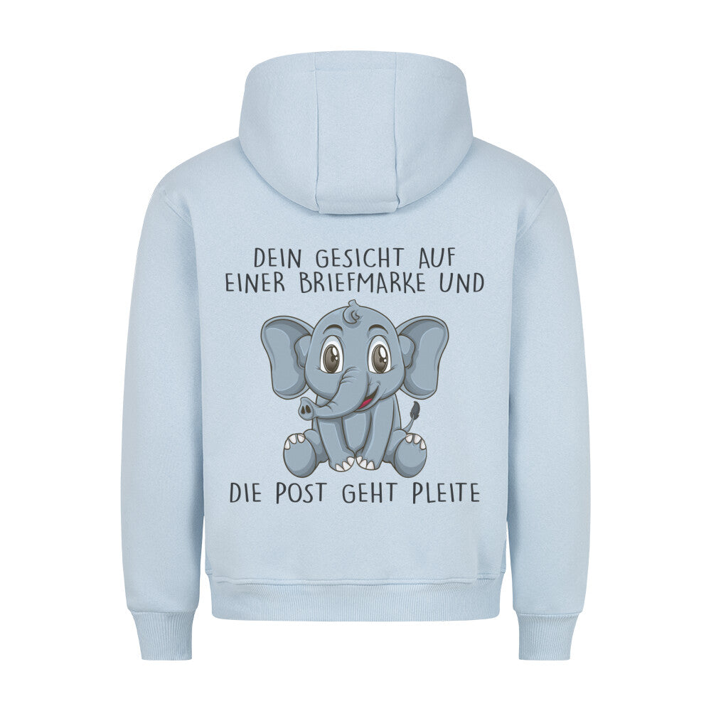 Briefmarke Elefant - Hoodie Unisex Rückendruck