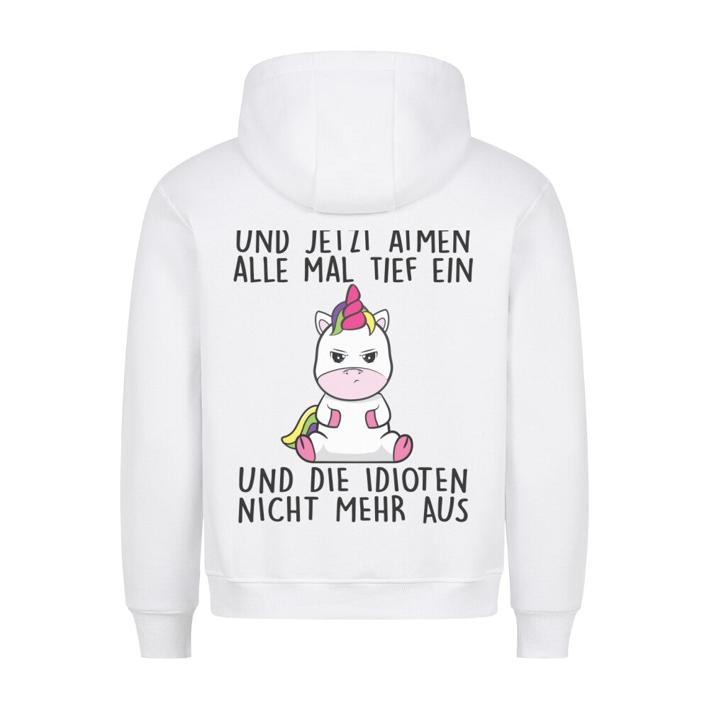 Einatmen Cute Einhorn - Hoodie Unisex Rückendruck