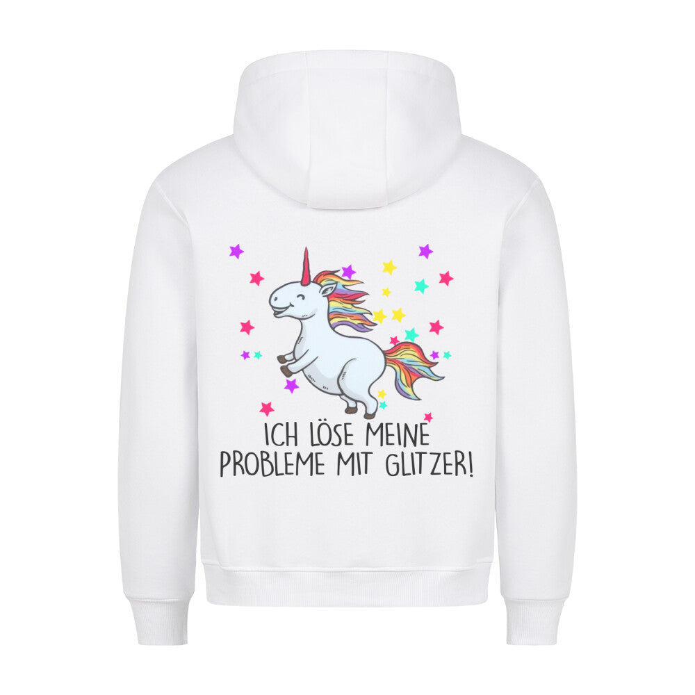 Probleme Glitzer Einhorn - Hoodie Unisex Rückendruck