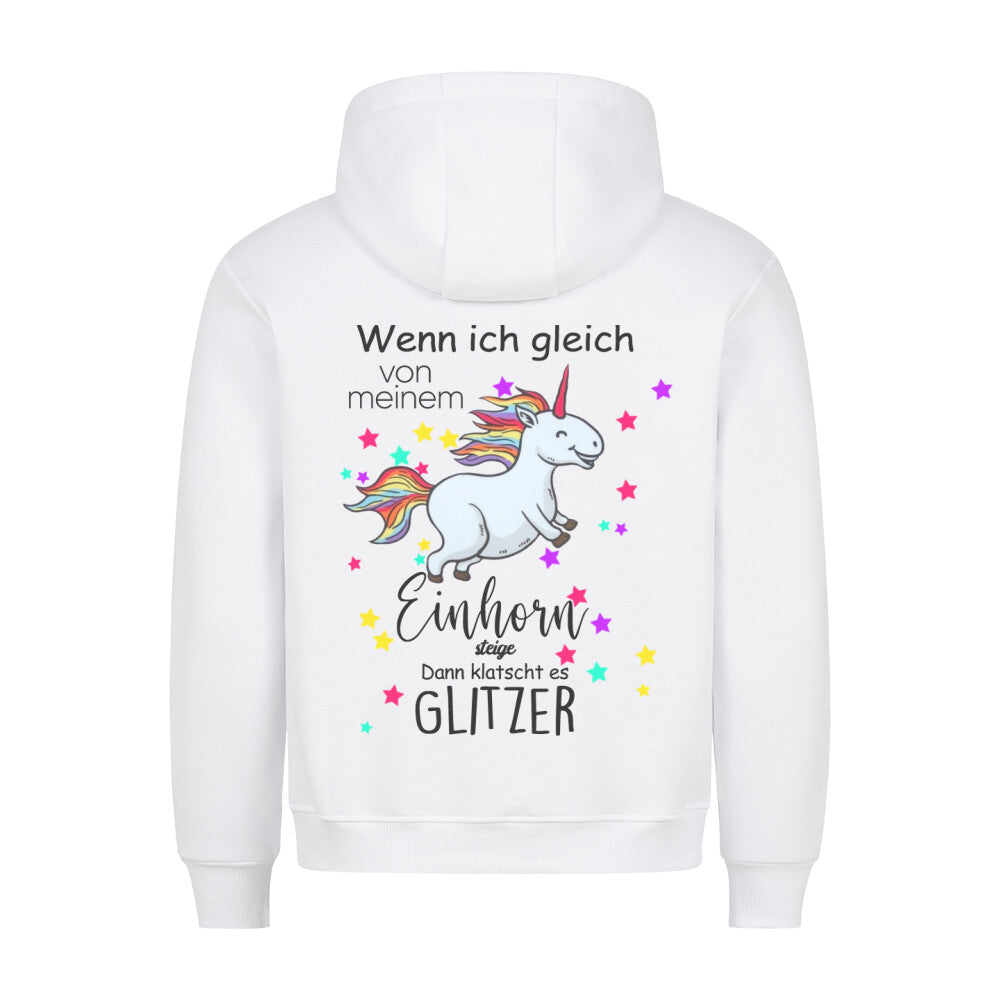 Klatscht Glitzer Einhorn - Hoodie Unisex Rückendruck