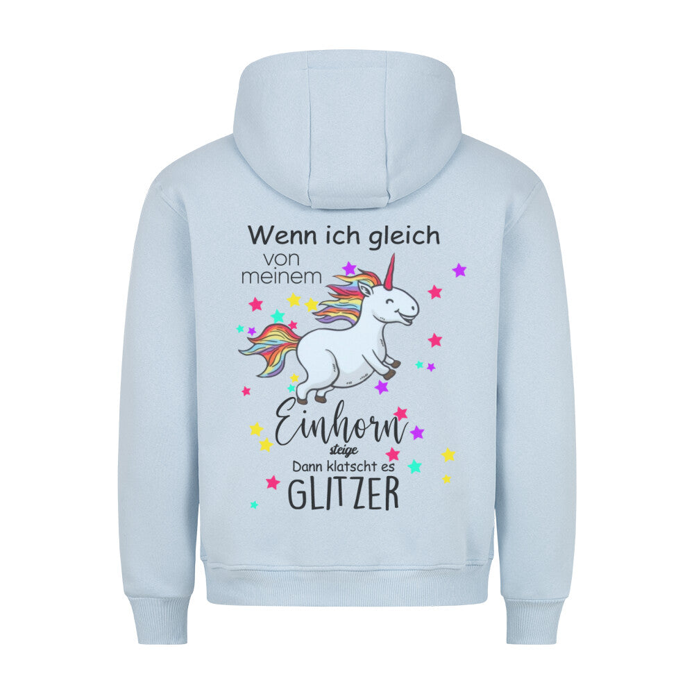 Klatscht Glitzer Einhorn - Hoodie Unisex Rückendruck