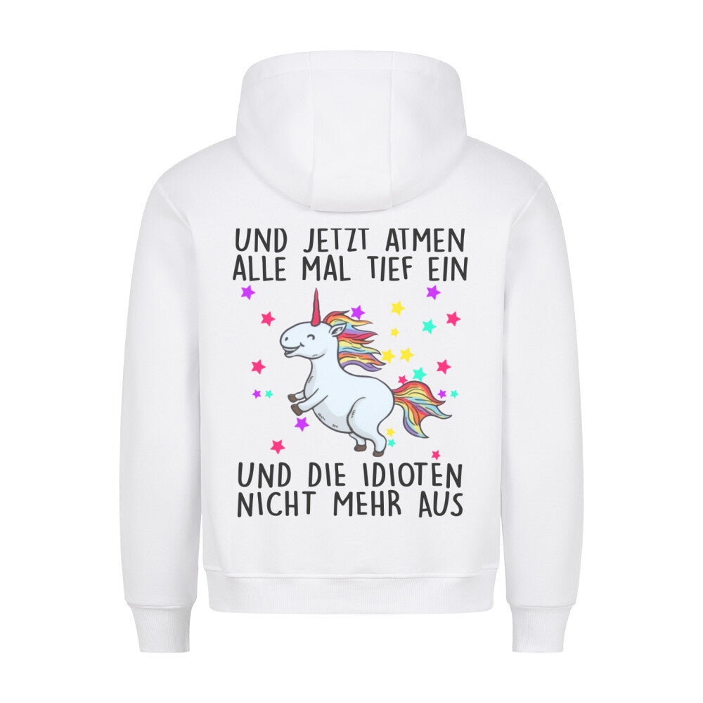 Einatmen Glitzer Einhorn - Hoodie Unisex Rückendruck