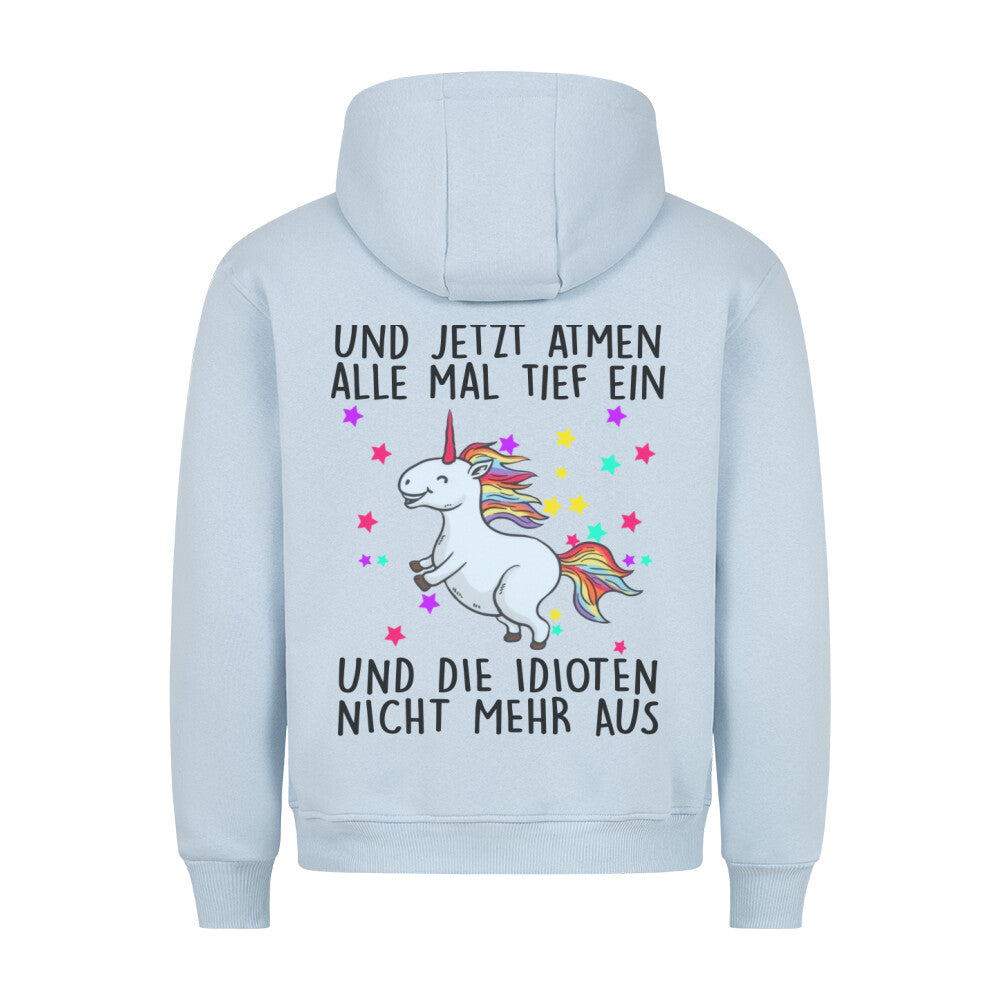 Einatmen Glitzer Einhorn - Hoodie Unisex Rückendruck