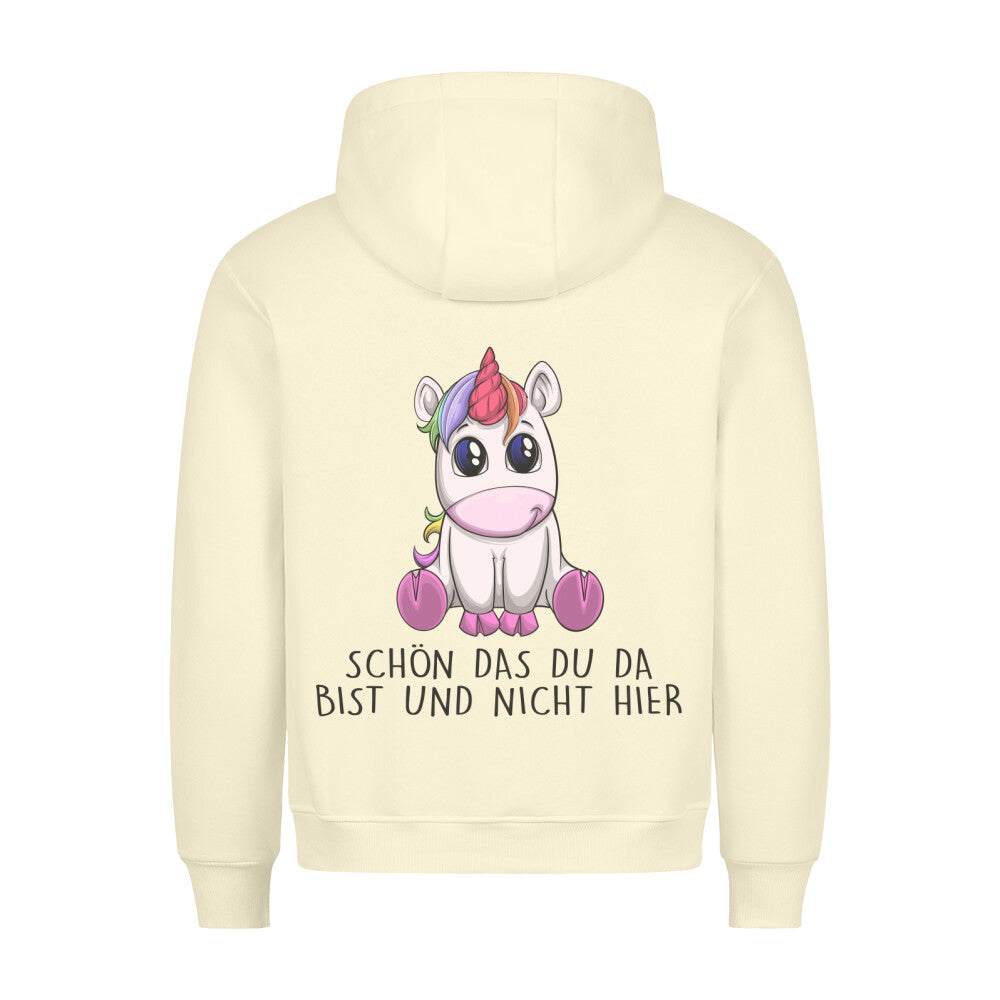 Nicht Hier Einhorn - Hoodie Unisex Rückendruck
