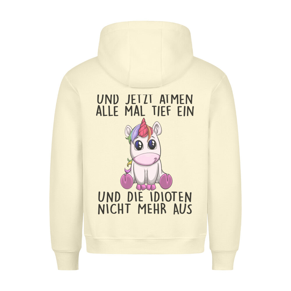 Einatmen Einhorn - Hoodie Unisex Rückendruck