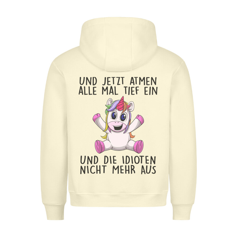 Einatmen Unicorn - Hoodie Unisex Rückendruck